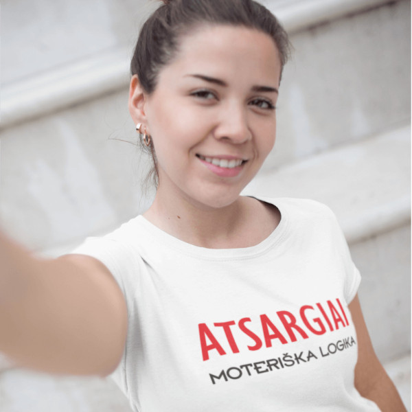 Marškinėliai "Atsargiai - moteriška logika" Marškinėliai "Atsargiai - moteriška logika"