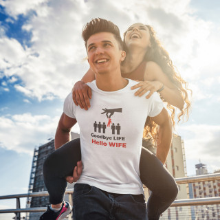 Marškinėliai "Goodbye life hello wife"