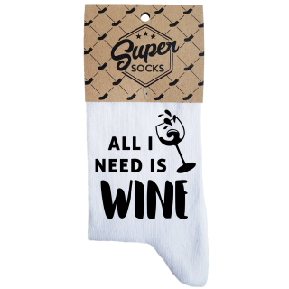 Moteriškos kojinės „All I need is wine“