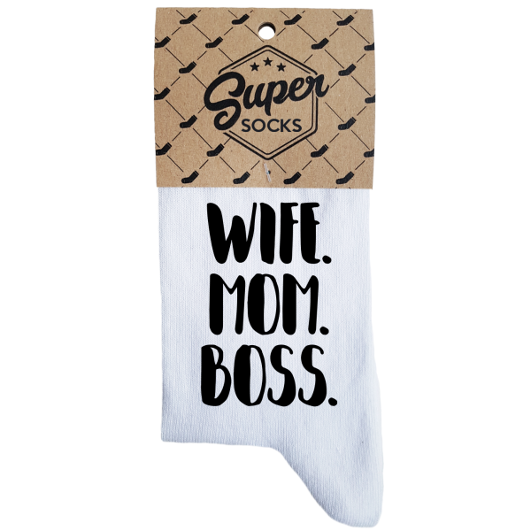Moteriškos kojinės „Wife.Mom.Boss“ Moteriškos kojinės „Wife.Mom.Boss“