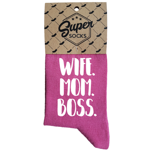 Moteriškos kojinės „Wife.Mom.Boss“ Moteriškos kojinės „Wife.Mom.Boss“