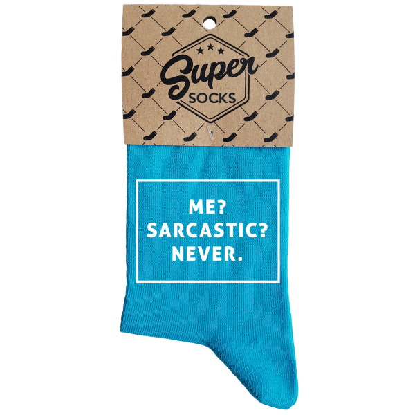 Moteriškos kojinės „Me? Sarcastic? Never“ Moteriškos kojinės „Me? Sarcastic? Never“