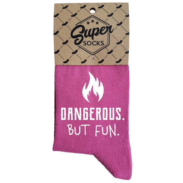 Moteriškos kojinės „Dangerous.But fun“ Moteriškos kojinės „Dangerous.But fun“