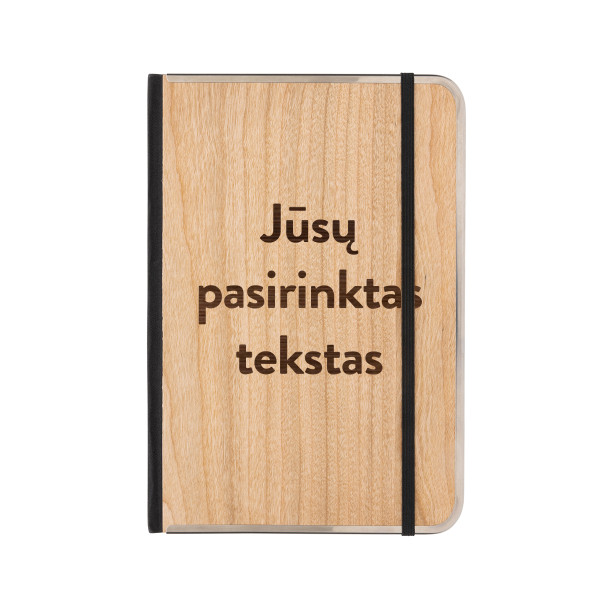 A5 formato užrašų knygelė mediniu viršeliu "TREELINE" su Jūsų pasirinktu tekstu