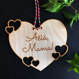 Graviruota medinė lentelė "Ačiū, mama!"