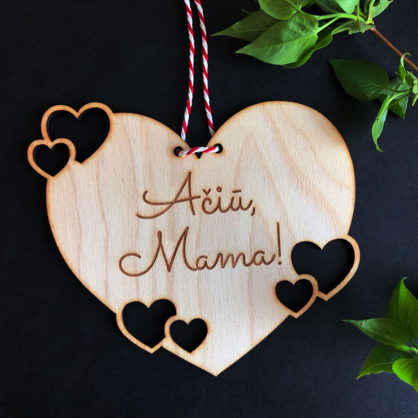 Graviruota medinė lentelė "Ačiū, mama!" Graviruota medinė lentelė "Ačiū, mama!"