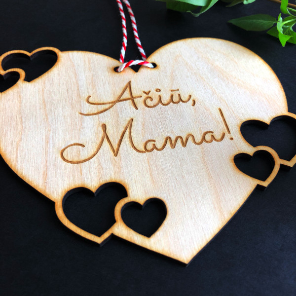 Graviruota medinė lentelė "Ačiū, mama!" Graviruota medinė lentelė "Ačiū, mama!"