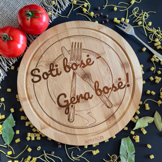 Apvali bambukinė pjaustymo lentelė "Soti bosė"