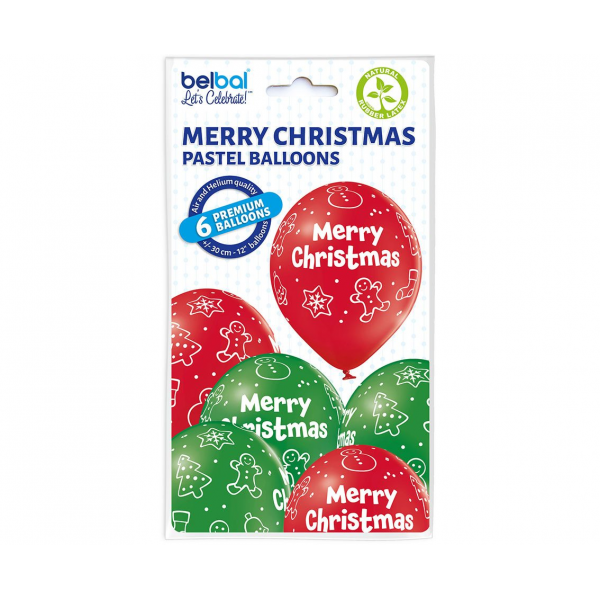 Premium balionai "Merry Christmas" (6vnt) Premium balionai "Merry Christmas" (6vnt)