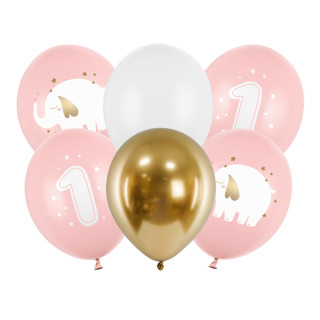 Balionai "One Year", pastelinė rožinė (6vnt)