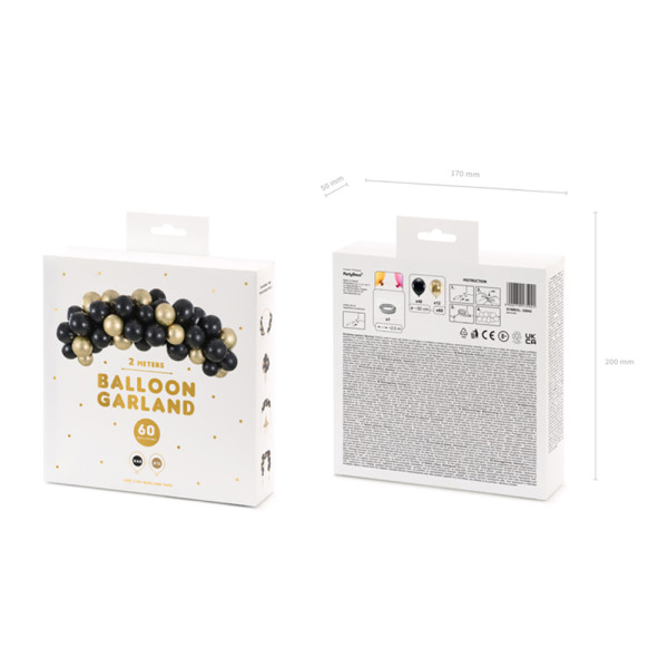 Balionų girlianda "Black and Gold" (60vnt, 200cm)