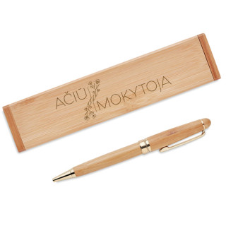 Bambukinis rašiklis dėžutėje "Ačiū, Mokytoja"