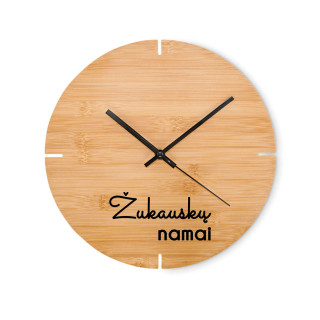 Bambukinis sieninis laikrodis "Namai" su Jūsų pasirinkta pavarde