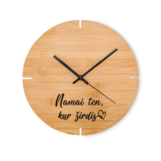 Bambukinis sieninis laikrodis "Namai ten, kur širdis"