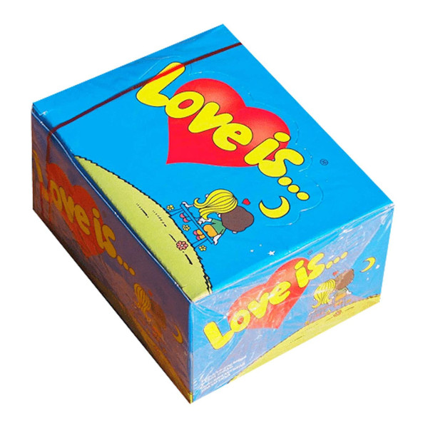 Bananų - braškių skonio kramtoma guma "LOVE IS..." (100vnt.)