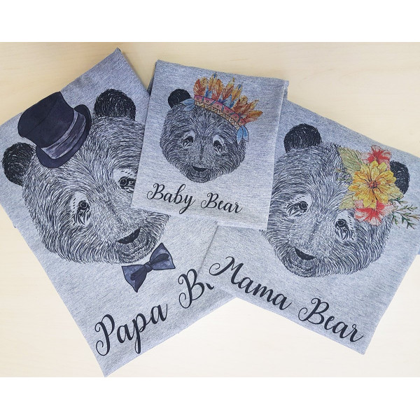Marškinėlių komplektas šeimai "Bear Family" Marškinėlių komplektas šeimai "Bear Family"