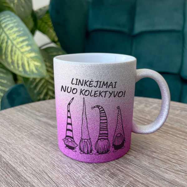 Blizgus puodelis "Linkėjimai nuo kolektyvo" Blizgus puodelis "Linkėjimai nuo kolektyvo"