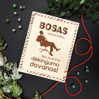 Medinė dėžutė "Bosas neima kyšių"