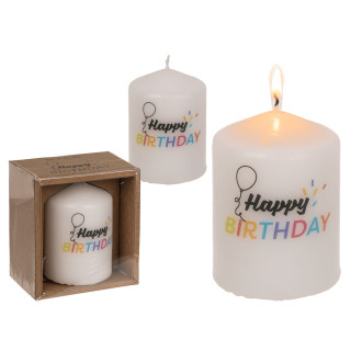 Cilindrinė žvakė "Happy Birthday"