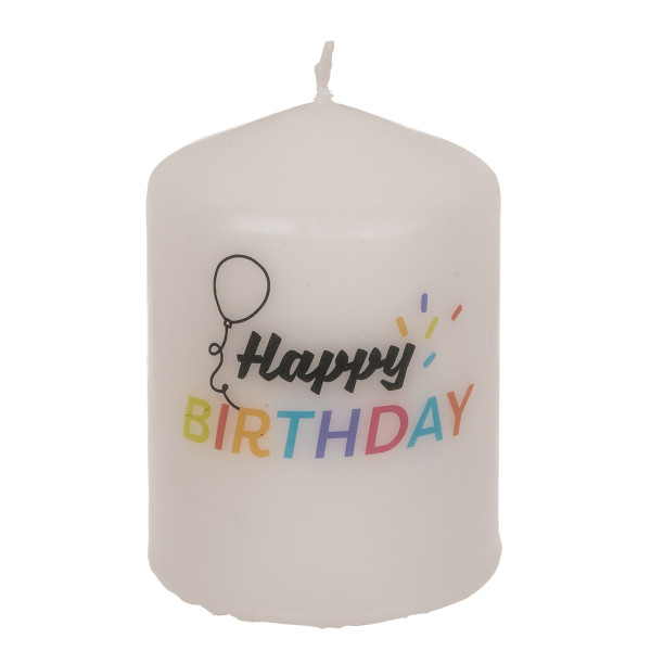Cilindrinė žvakė "Happy Birthday" Cilindrinė žvakė "Happy Birthday"