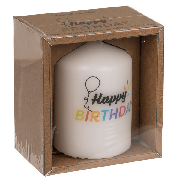 Cilindrinė žvakė "Happy Birthday" Cilindrinė žvakė "Happy Birthday"