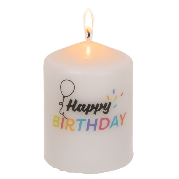 Cilindrinė žvakė "Happy Birthday" Cilindrinė žvakė "Happy Birthday"