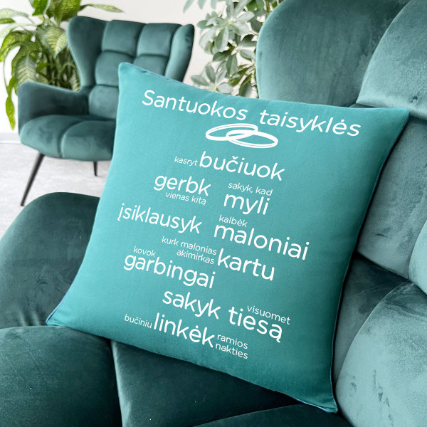 Dekoratyvinė pagalvėlė "Santuokos taisyklės" Dekoratyvinė pagalvėlė "Santuokos taisyklės"