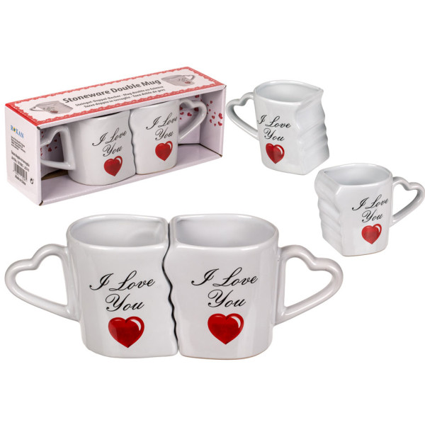 Dvigubas puodelis jam ir jai "I Love You"