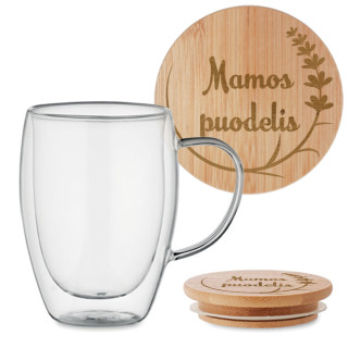 Dvigubo stiklo puodelis "Mamos puodelis" 350ml