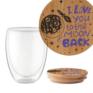 Dvigubo stiklo puodelis "To the moon and back", 350ml