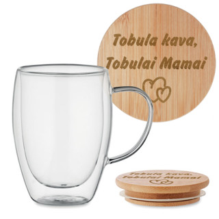 Dvigubo stiklo puodelis "Tobula kava, tobulai mamai" 350ml