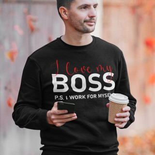 Džemperis "I love my Boss" (be kapišono)
