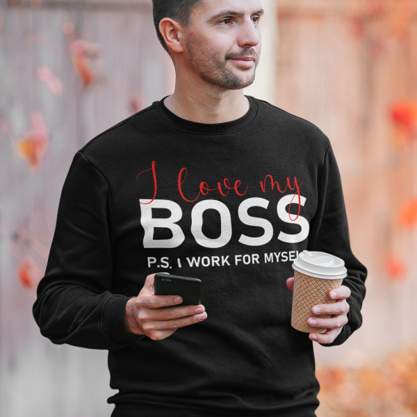 Džemperis "I love my Boss" (be kapišono)