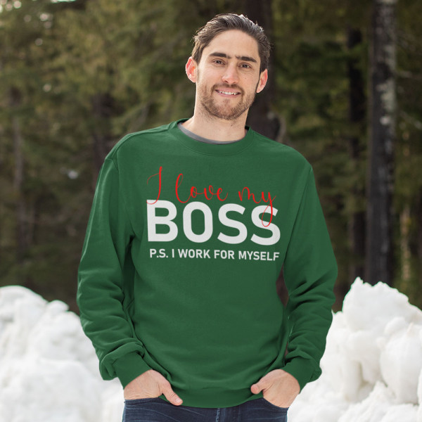 Džemperis "I love my Boss" (be kapišono)