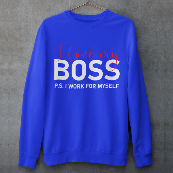 Džemperis "I love my Boss" (be kapišono)