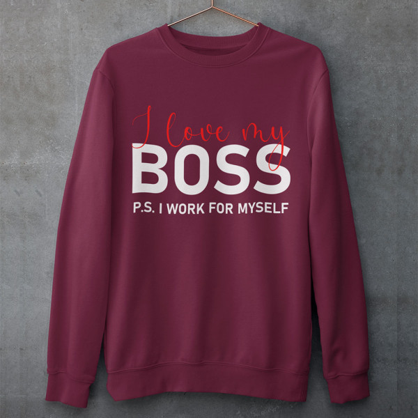 Džemperis "I love my Boss" (be kapišono)