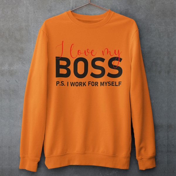 Džemperis "I love my Boss" (be kapišono)