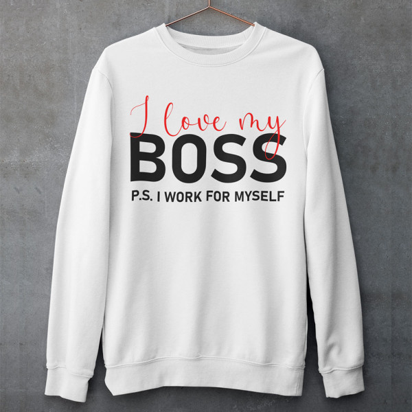 Džemperis "I love my Boss" (be kapišono)
