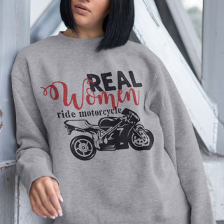 Džemperis "Real women ride motorcycle" (be kapišono)