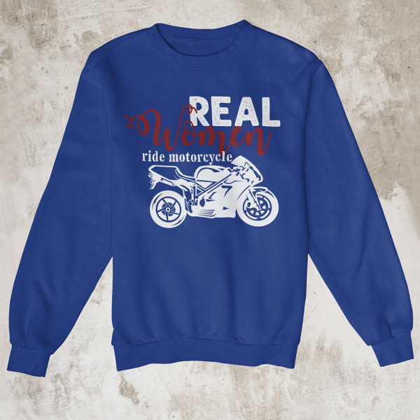 Džemperis "Real women ride motorcycle" (be kapišono)