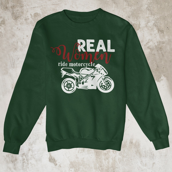 Džemperis "Real women ride motorcycle" (be kapišono)