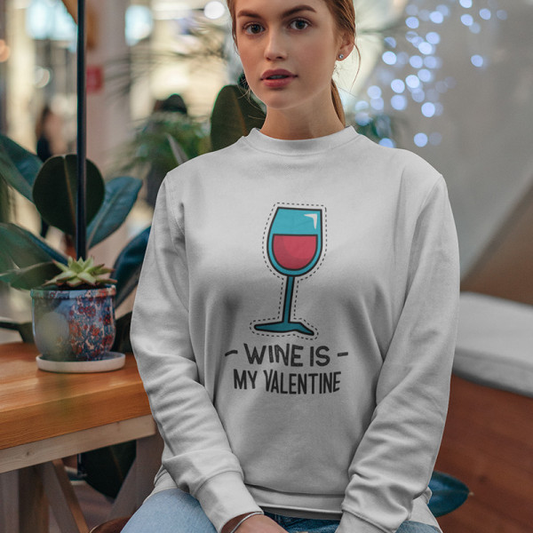 Džemperis "Wine is my Valentine" (be kapišono) Džemperis "Wine is my Valentine" (be kapišono)