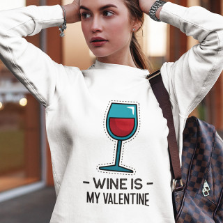 Džemperis "Wine is my Valentine" (be kapišono)