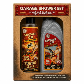 Dovanų rinkinys vyrams "Garage shower set" - dušo želė 500ml ir dušo aliejus 250ml Dovanų rinkinys vyrams "Garage shower set" - dušo želė 500ml ir dušo aliejus 250ml