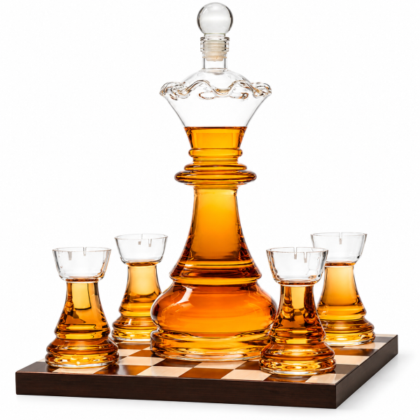 Grafino ir 4 stiklinių rinkinys „Royal Chess“