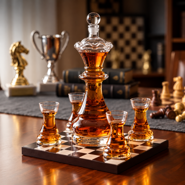 Grafino ir 4 stiklinių rinkinys „Royal Chess“