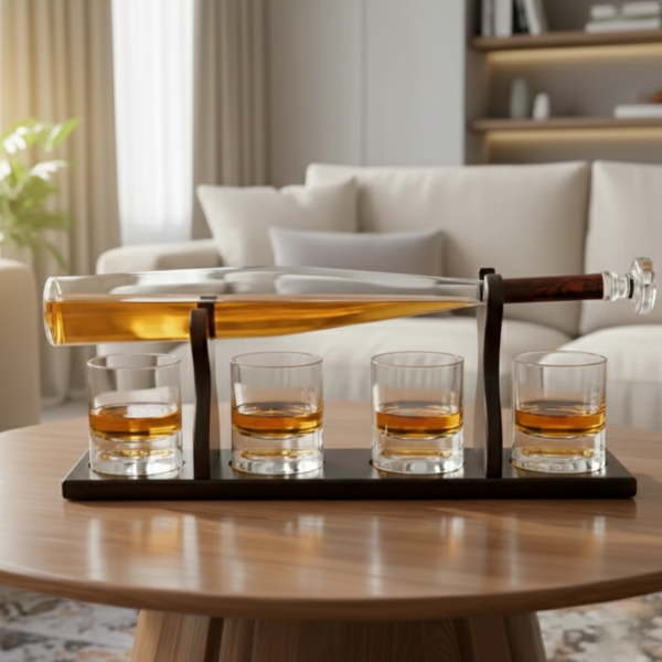 Grafino su stovu ir 4 stiklinių rinkinys "Baseball bat"