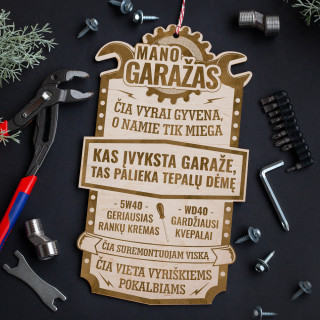 Graviruota medinė lentelė "Mano garažas"