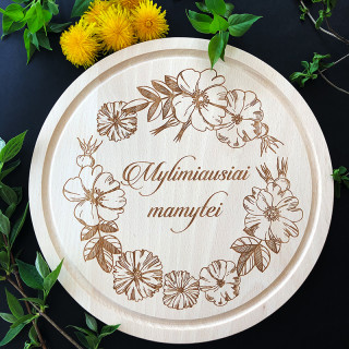 Graviruota medinė pjaustymo lentelė "Mylimiausiai mamytei"