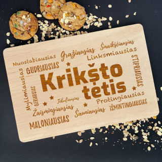 Graviruota medinė pjaustymo lentelė "Krikšto tėtis" Graviruota medinė pjaustymo lentelė "Krikšto tėtis"